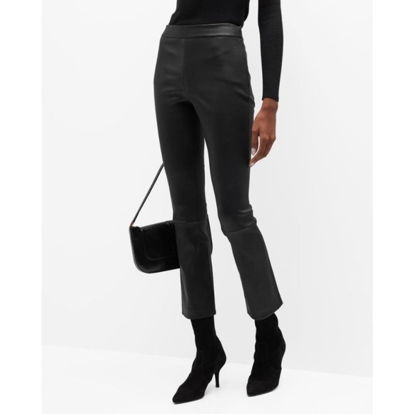 Theory Pants - COPY - Theory Women's Urban Leather Slim Kick Pants - Black 4